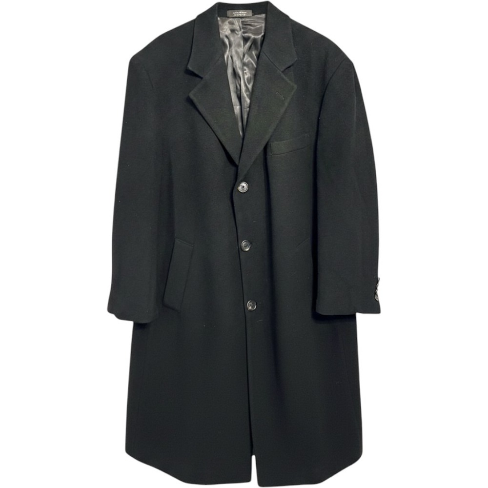Vintage Ralph Lauren Mens Black 100% Italian Cashmere Overcoat Size 46R